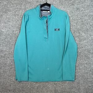 L.L Bean Sweater Womens XL Blue Fleece Sweatshirt 1/4‎ Button Outdoors Casual